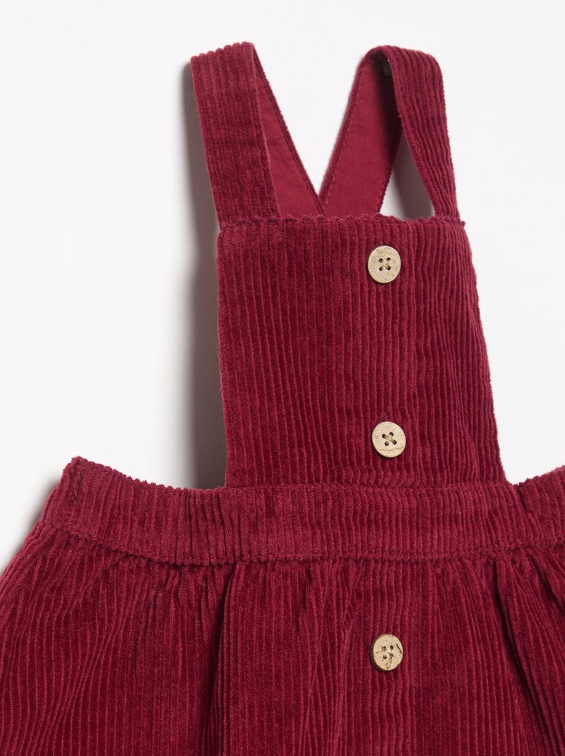 Salopettejurk van ribfluweel Rood - Kiabi