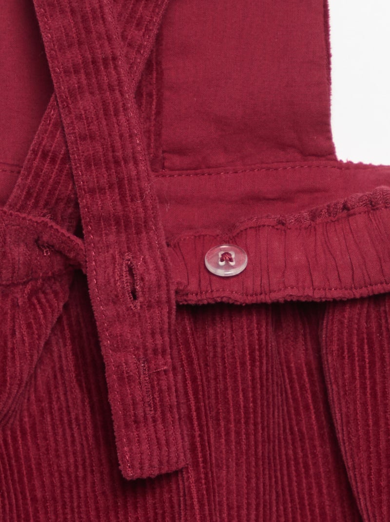 Salopettejurk van ribfluweel Rood - Kiabi