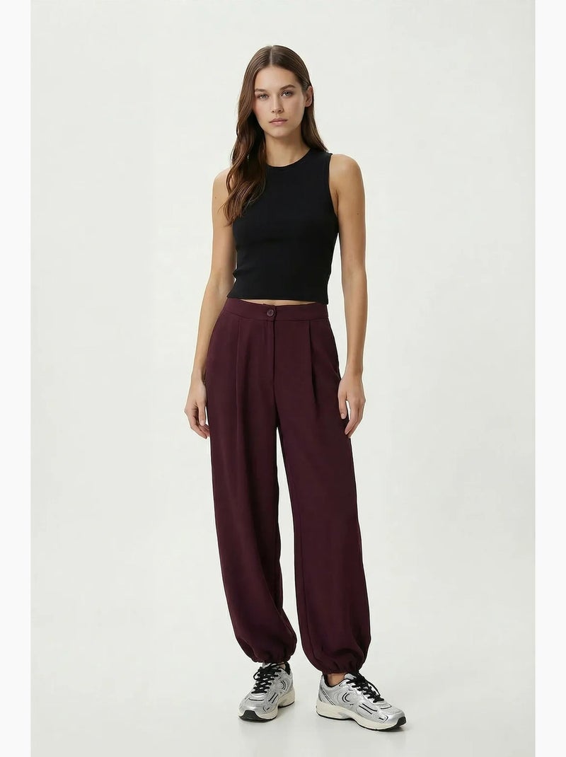 Salwarbroek met hoge taille en plooien istanbul Mauve - Kiabi