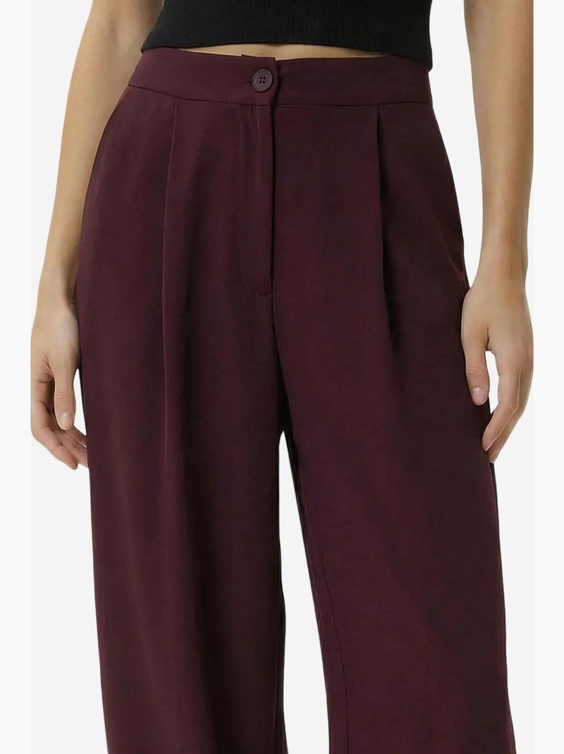 Salwarbroek met hoge taille en plooien istanbul Mauve - Kiabi