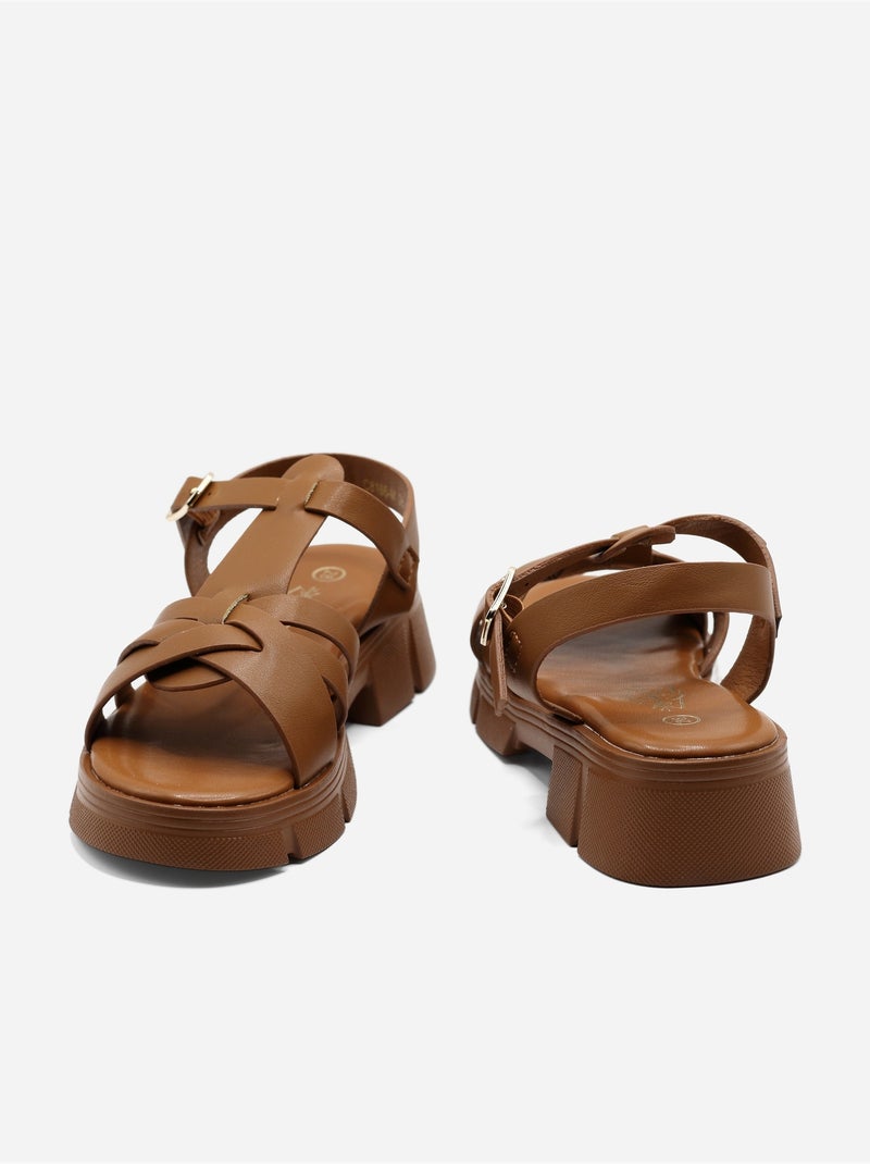 Sandaal kruisband Camel - Kiabi