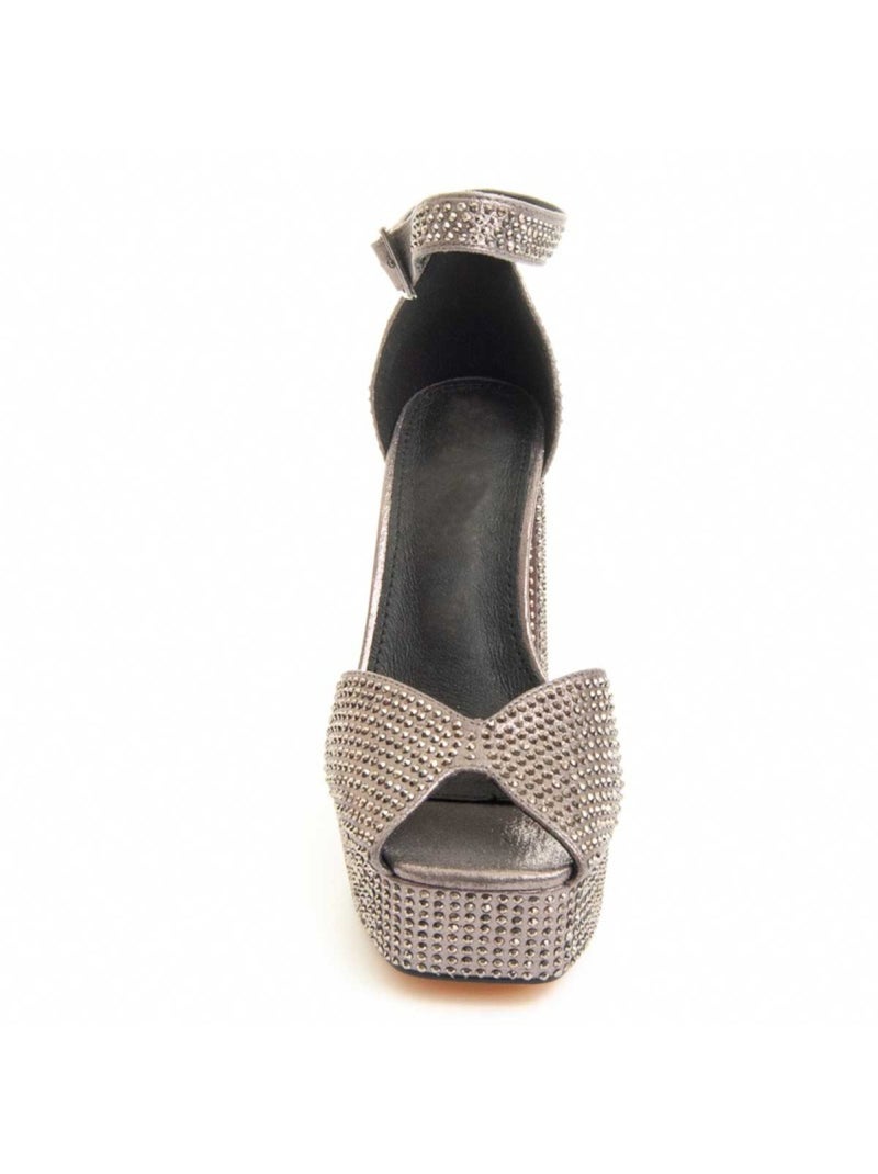 Sandaal Met Hak Synthetisch Materiaal En Textiel Montevita Grijs - Kiabi