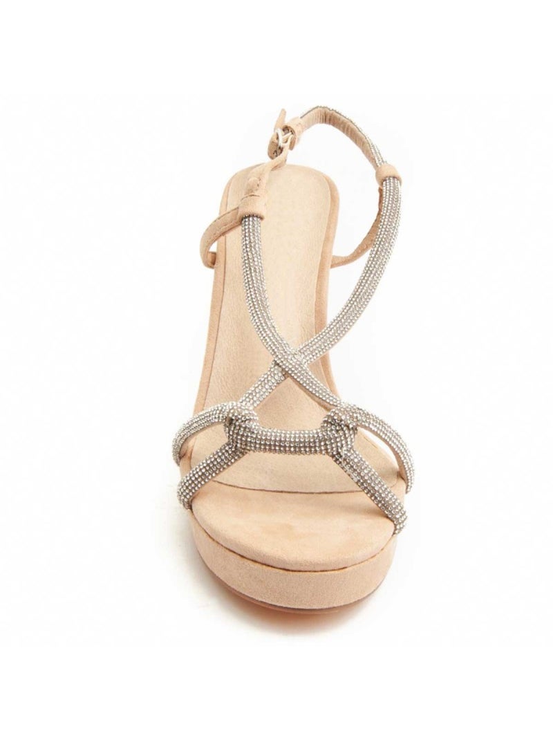 Sandaal Met Hak Synthetisch Materiaal Montevita Beige - Kiabi