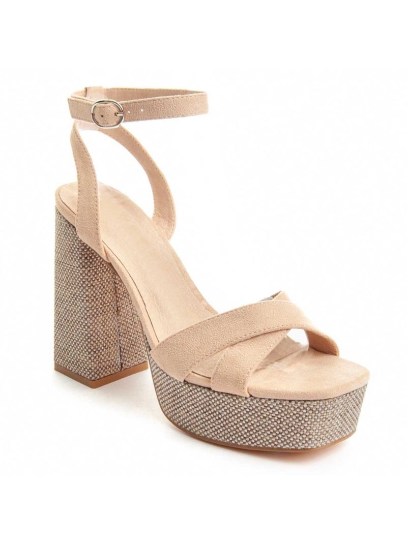 Sandaal Met Hak Synthetisch Materiaal Montevita Beige - Kiabi