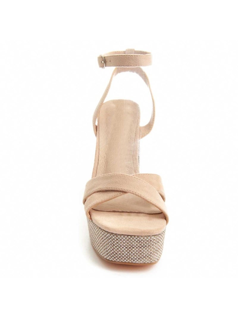 Sandaal Met Hak Synthetisch Materiaal Montevita Beige - Kiabi