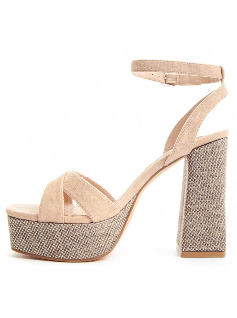 Sandaal Met Hak Synthetisch Materiaal Montevita Beige - Kiabi