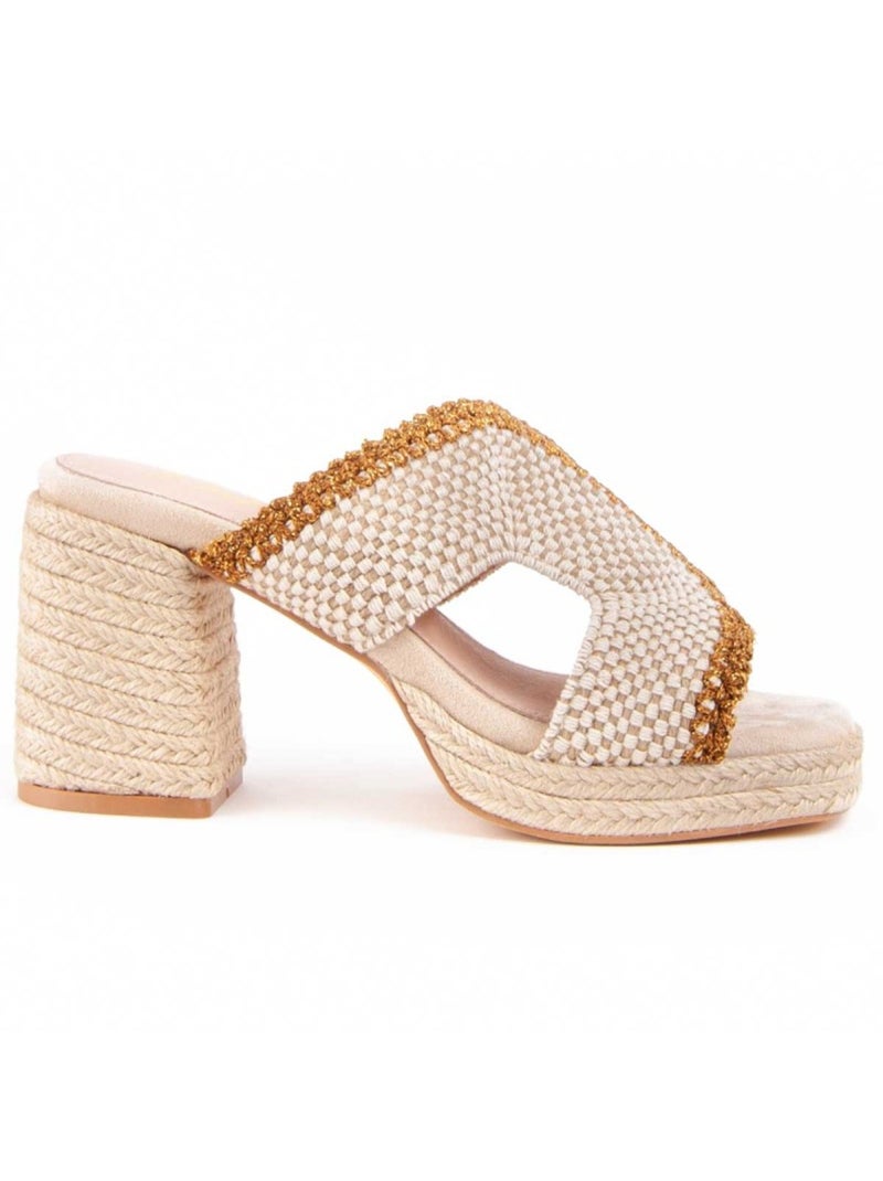 Sandaal Met Hak Synthetisch Materiaal Montevita Beige - Kiabi