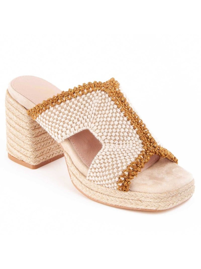 Sandaal Met Hak Synthetisch Materiaal Montevita Beige - Kiabi