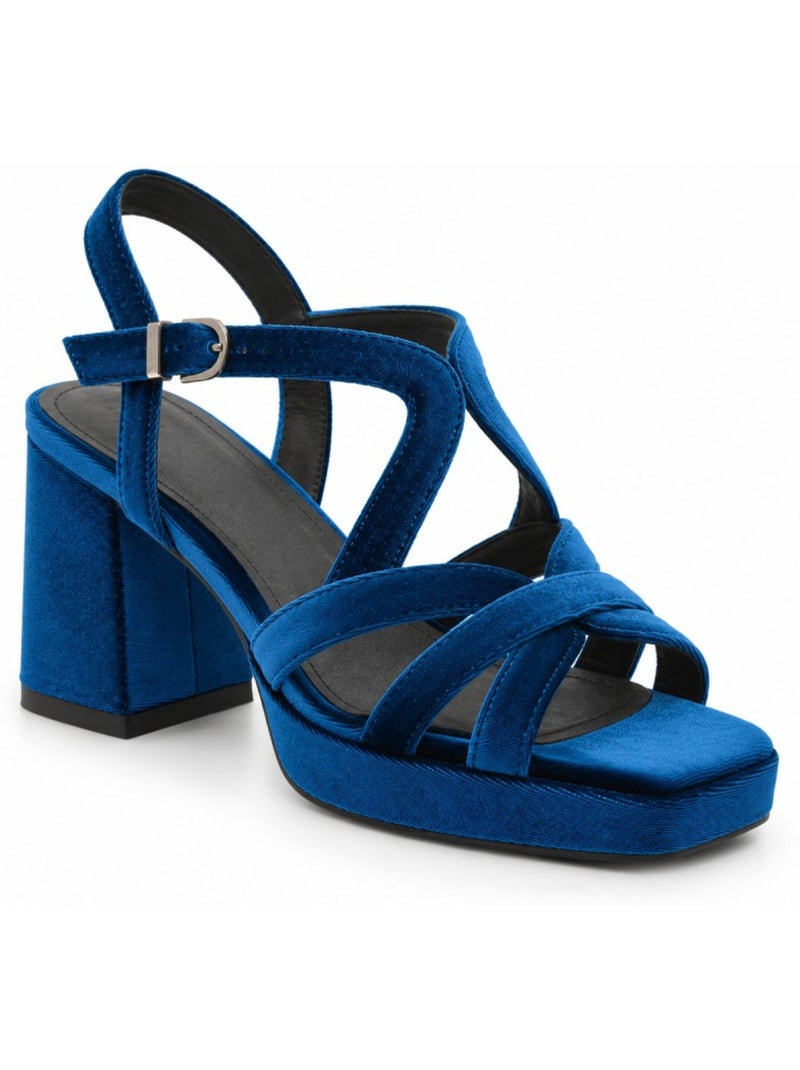 Sandaal met hak synthetisch materiaal montevita Blauw - Kiabi