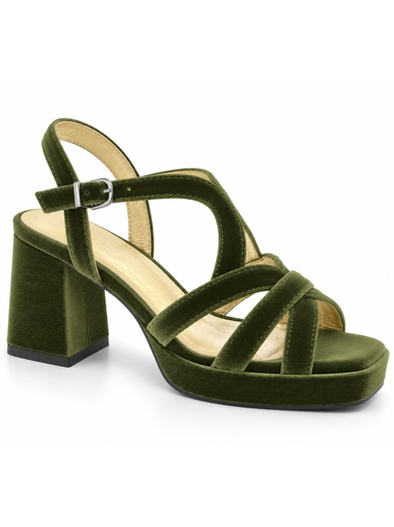 Sandaal met hak synthetisch materiaal montevita Groen - Kiabi