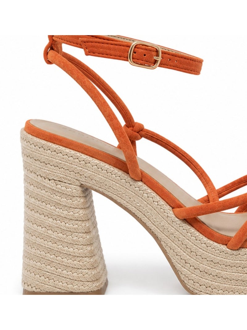 Sandaal met hak synthetisch materiaal montevita Oranje - Kiabi