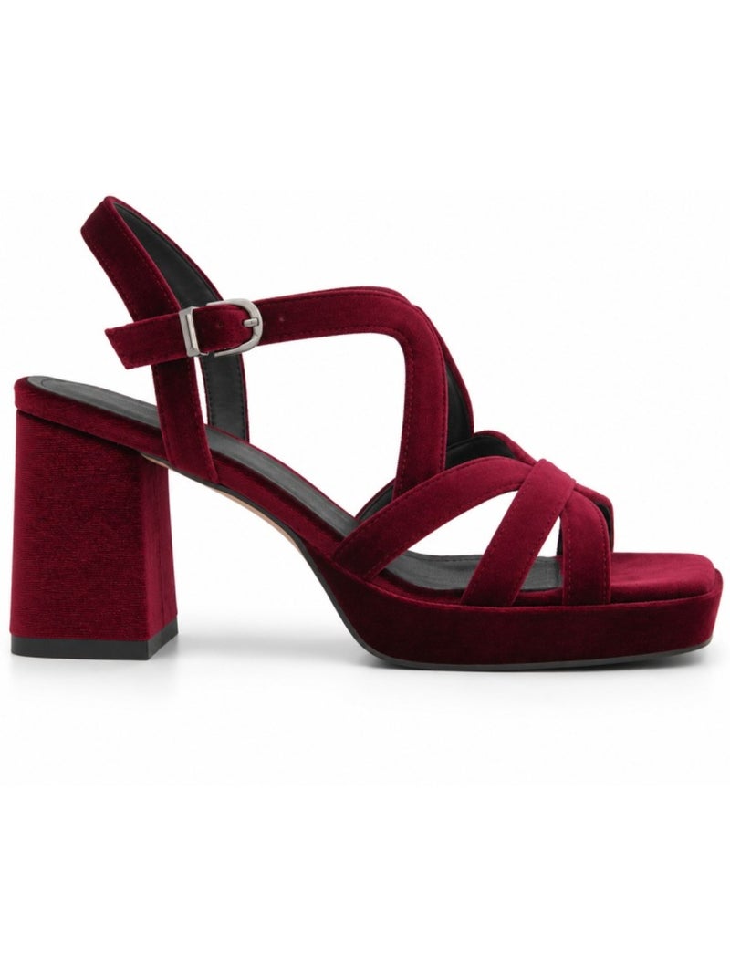 Sandaal met hak synthetisch materiaal montevita Rood - Kiabi