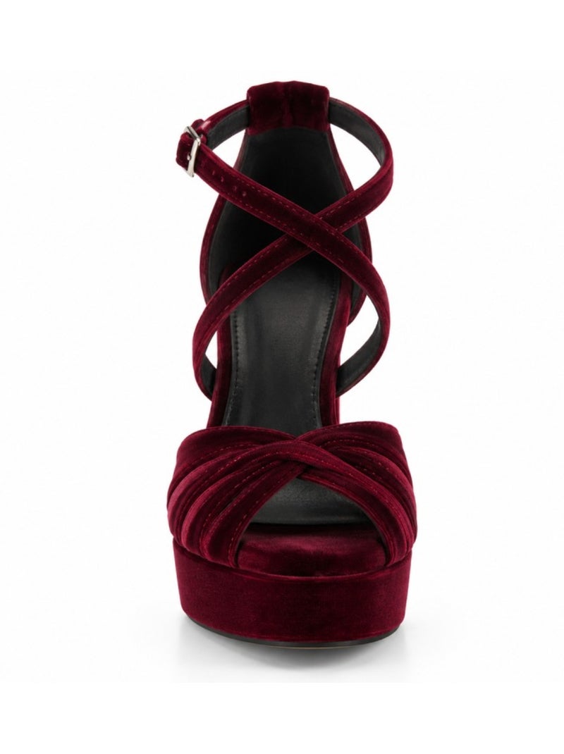 Sandaal met hak synthetisch materiaal montevita Rood - Kiabi