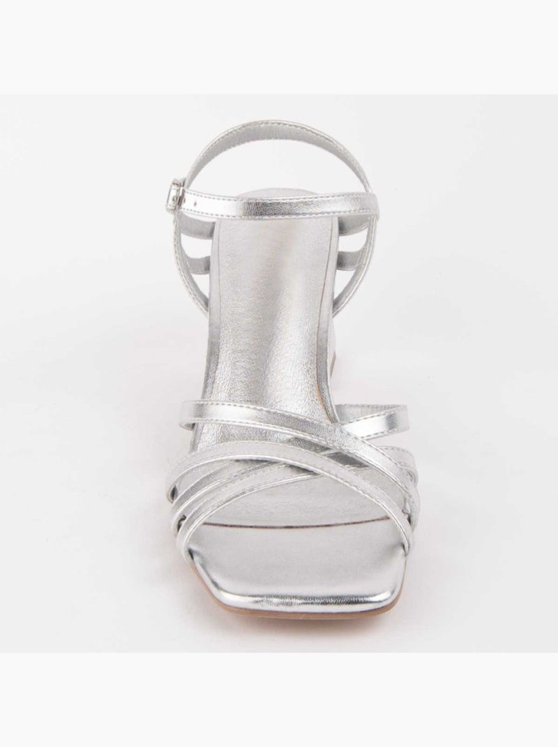 Sandaal Met Hak Synthetisch Materiaal Montevita Zilver - Kiabi