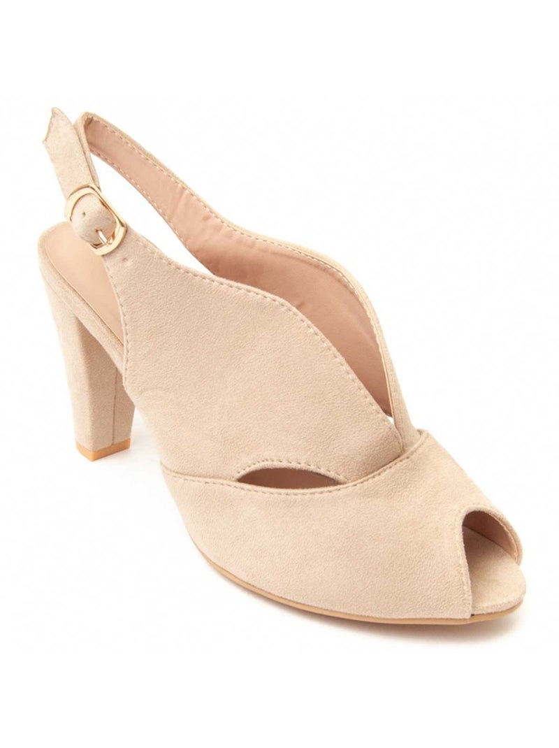 Sandaal met hak textiel montevita Beige - Kiabi