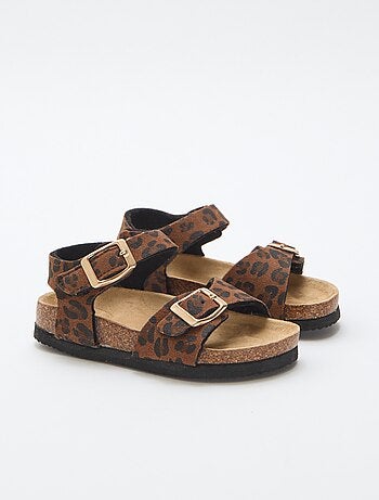 Sandaal met luipaardprint en bandjes