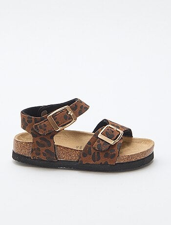 Sandaal met luipaardprint en bandjes