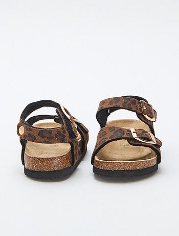 Sandaal met luipaardprint en bandjes