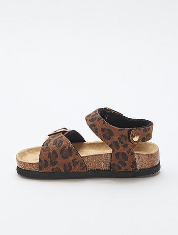 Sandaal met luipaardprint en bandjes