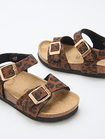 Sandaal met luipaardprint en bandjes