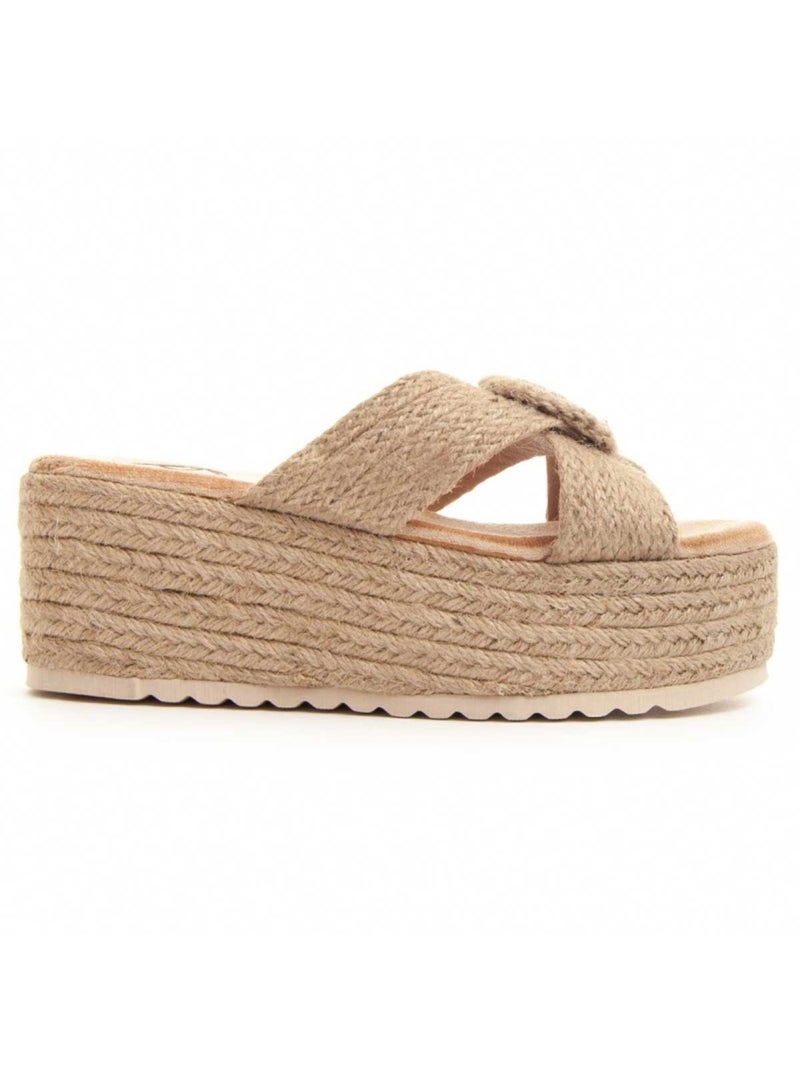 Sandaal Sleehak Textiel Montevita Beige - Kiabi
