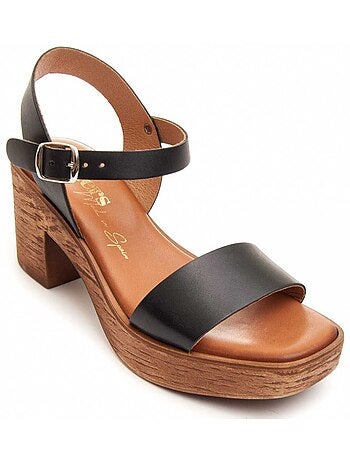 Sandale à Talons Cuir Naturel Wikers
