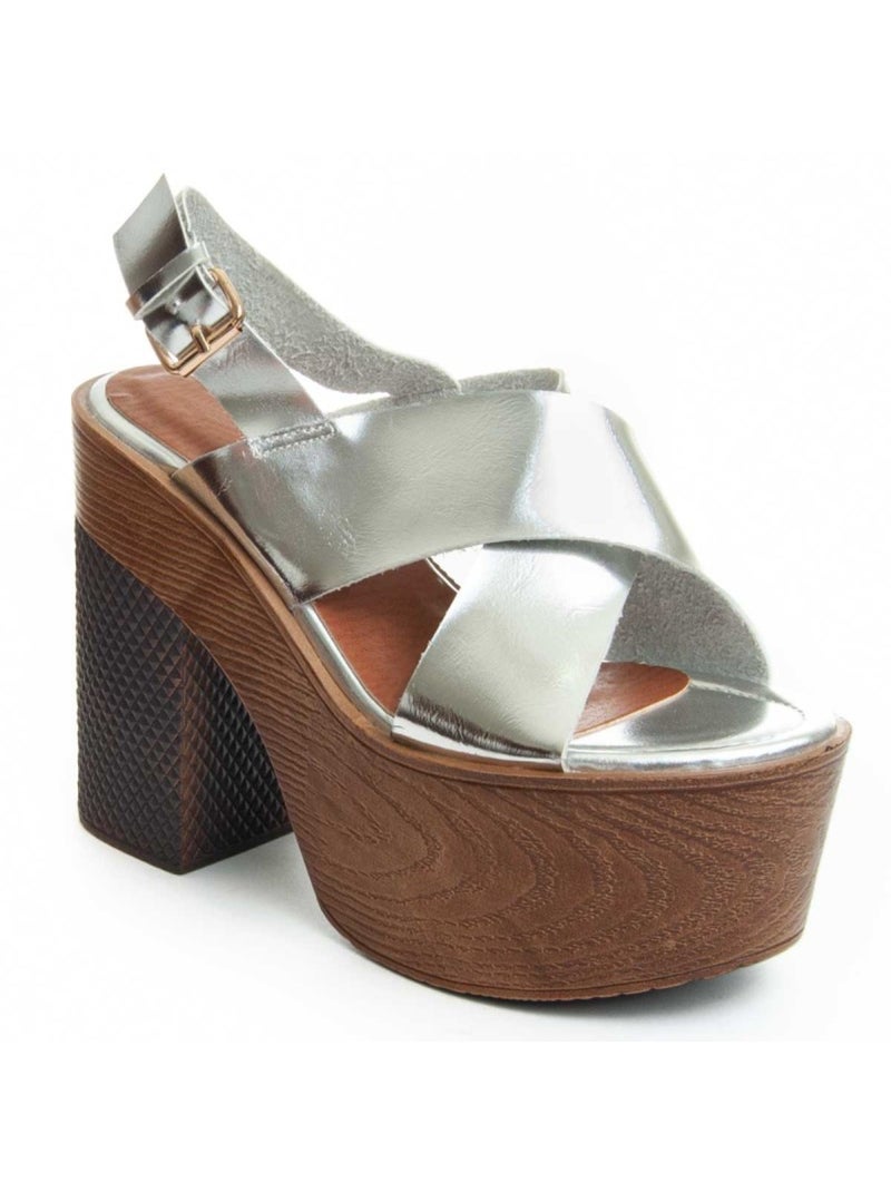 Sandale à Talons Matériel Synthétique Montevita Argent - Kiabi