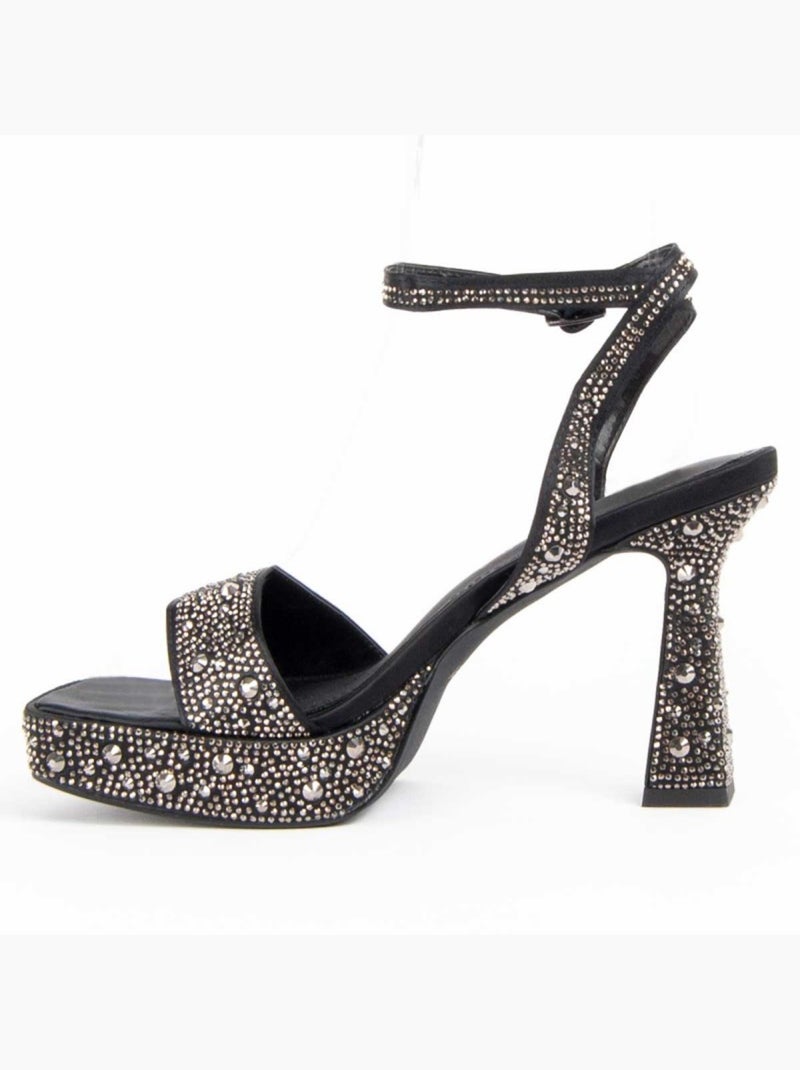 Sandale à Talons Matière Synthétique Et Textile Montevita Noir - Kiabi