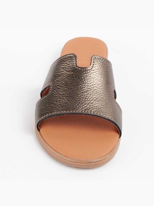 Sandale Basse Cuir Naturel Purapiel - Kiabi