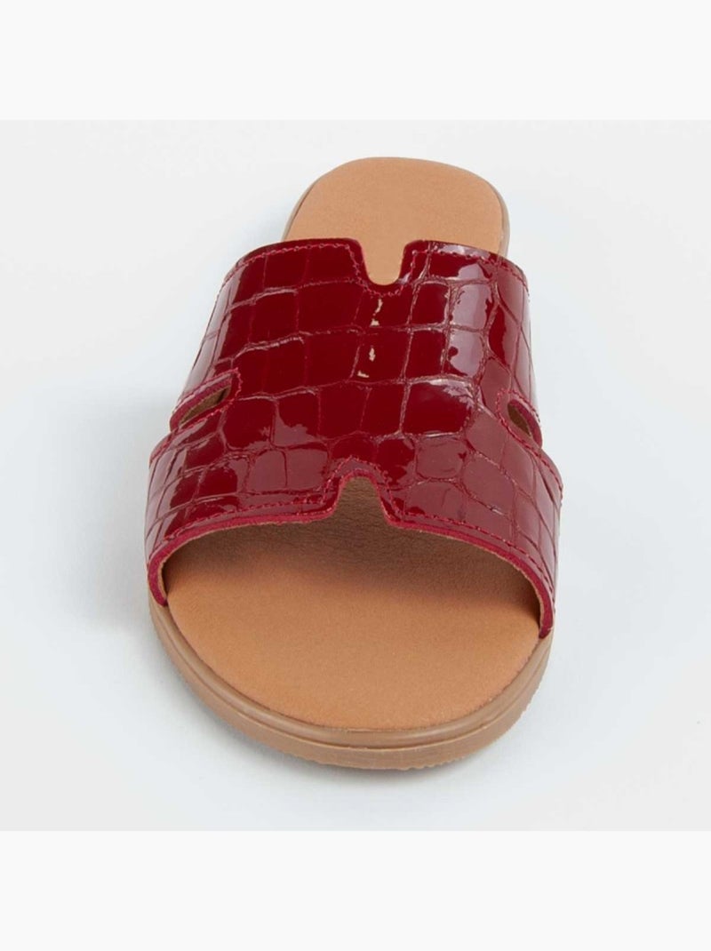 Sandale Basse Cuir Naturel Purapiel Rouge - Kiabi