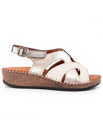 Sandale Compensée Cuir Naturel Purapiel