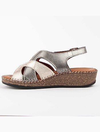 Sandale Compensée Cuir Naturel Purapiel