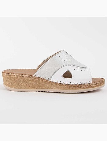 Sandale Compensée Cuir Naturel Purapiel