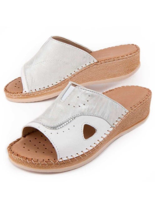 Sandale Compensée Cuir Naturel Purapiel - Kiabi