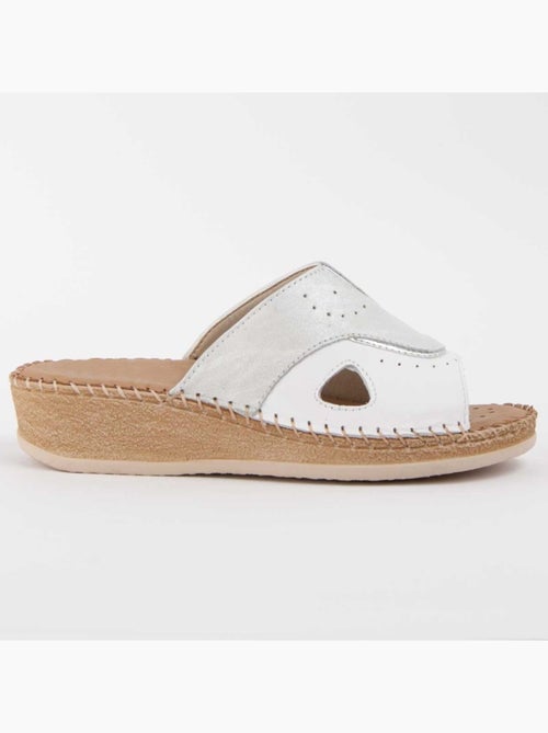 Sandale Compensée Cuir Naturel Purapiel - Kiabi