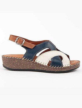 Sandale Compensée Cuir Naturel Purapiel