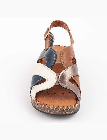 Sandale Compensée Cuir Naturel Purapiel