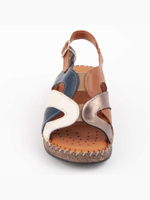 Sandale Compensée Cuir Naturel Purapiel - Kiabi
