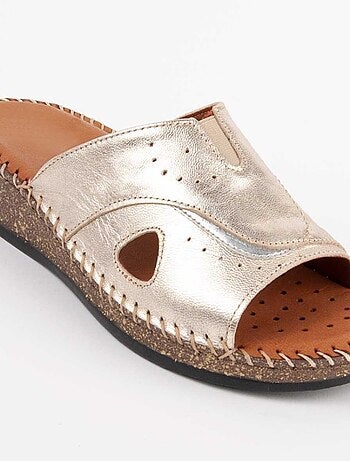 Sandale Compensée Cuir Naturel Purapiel