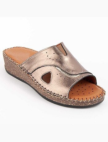 Sandale Compensée Cuir Naturel Purapiel