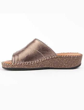 Sandale Compensée Cuir Naturel Purapiel