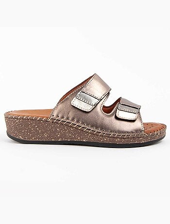 Sandale Compensée Cuir Naturel Purapiel