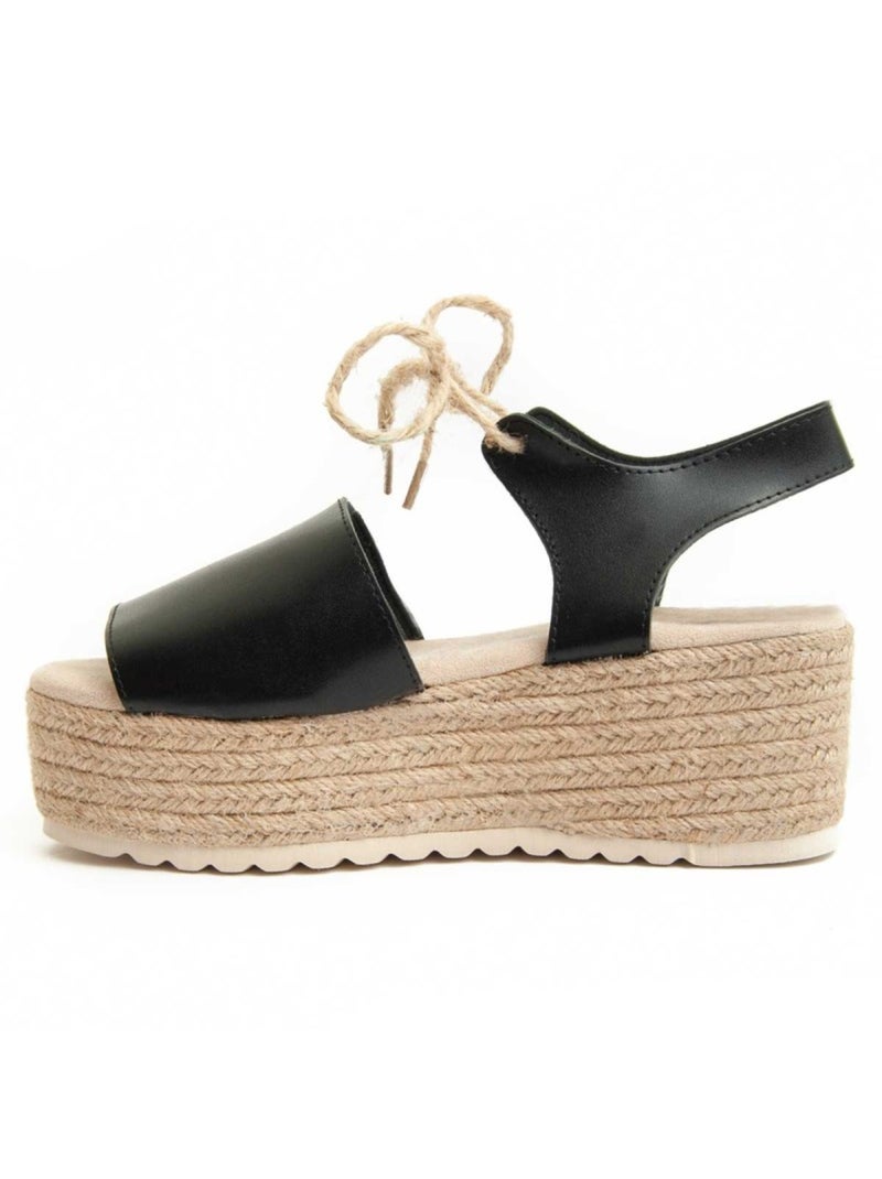 Sandale Compensée Matériel Synthétique Montevita Noir - Kiabi