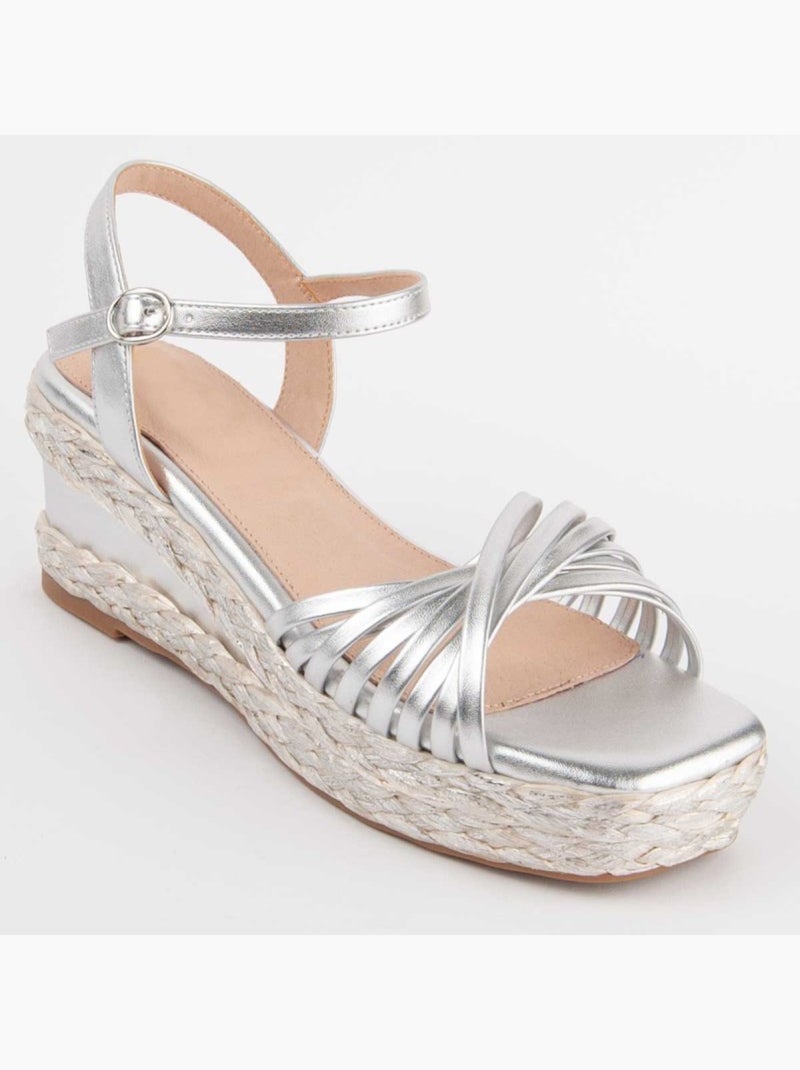 Sandale Compensée Sparto Matériel Synthétique Montevita Argent - Kiabi