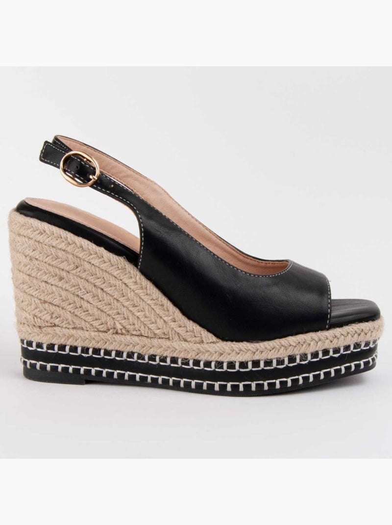 Sandale Compensée Sparto Matériel Synthétique Montevita Noir - Kiabi