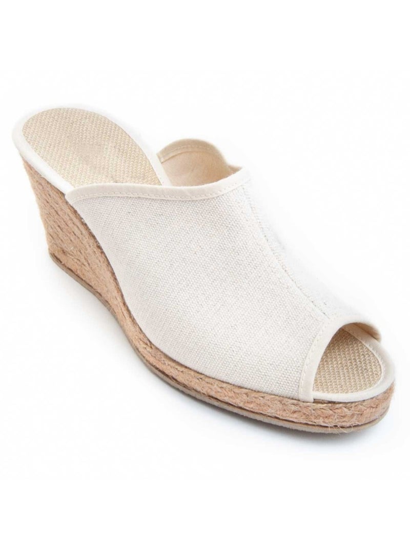 Sandale Compensée Tissu Leindia Blanc - Kiabi