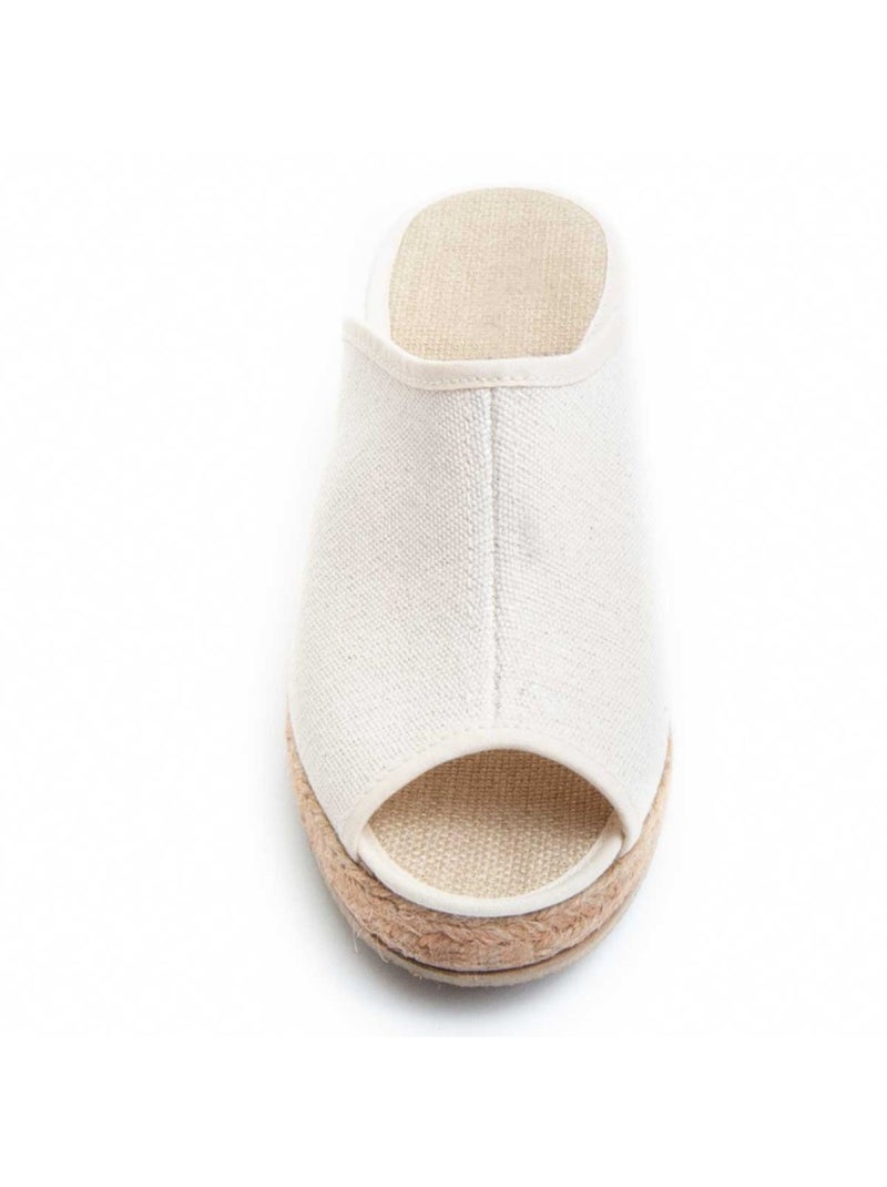 Sandale Compensée Tissu Leindia Blanc - Kiabi