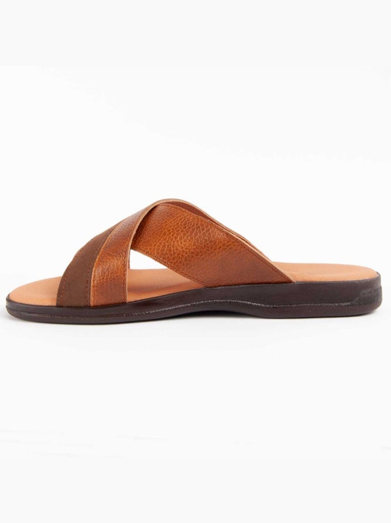 Sandale Cuir Naturel Purapiel Marron - Kiabi
