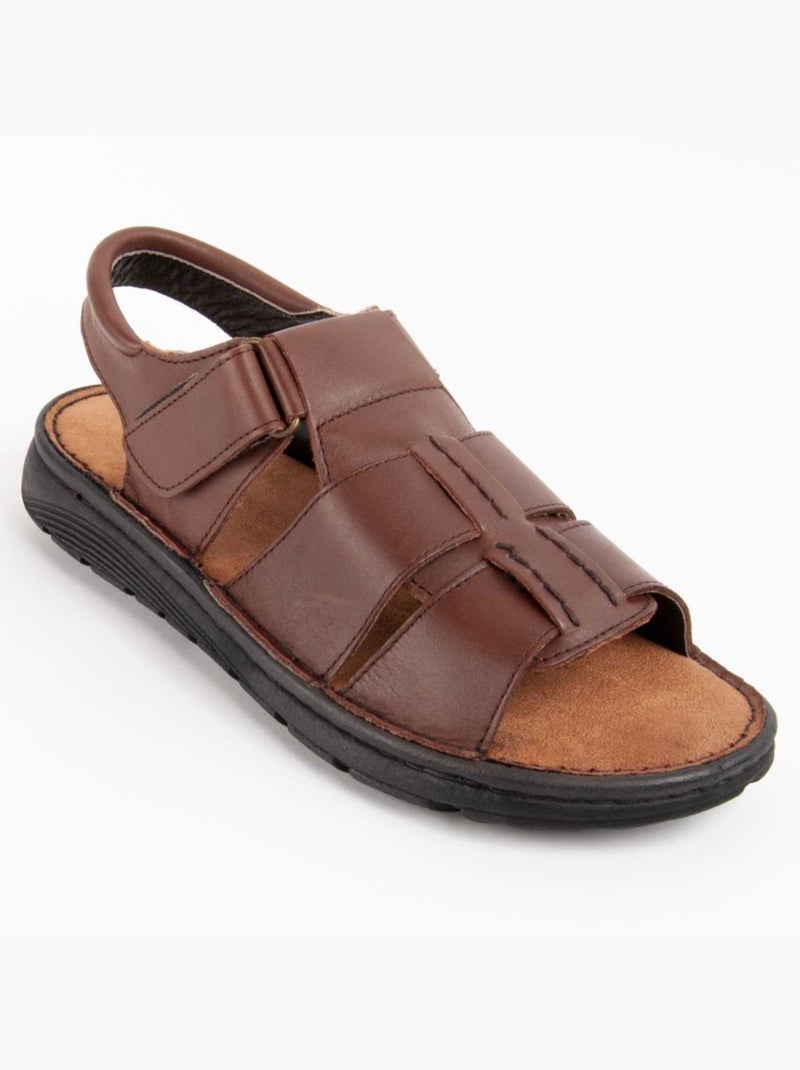 Sandale Cuir Naturel Purapiel Marron - Kiabi