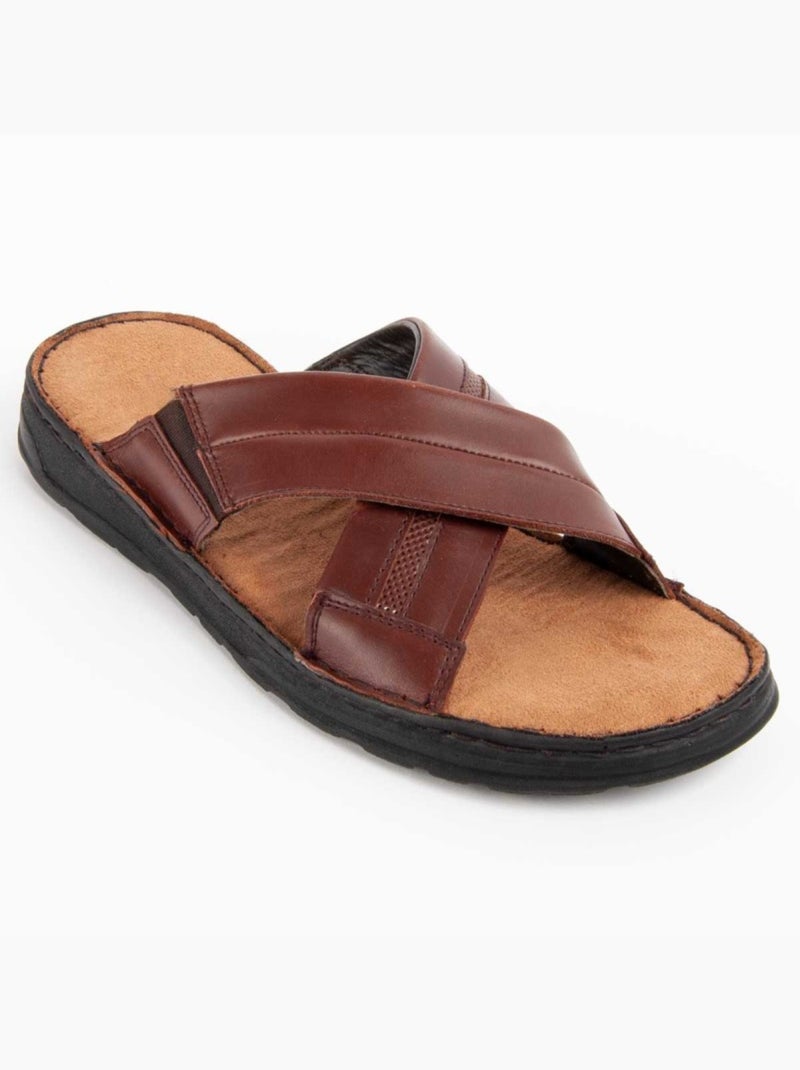 Sandale Cuir Naturel Purapiel Marron - Kiabi